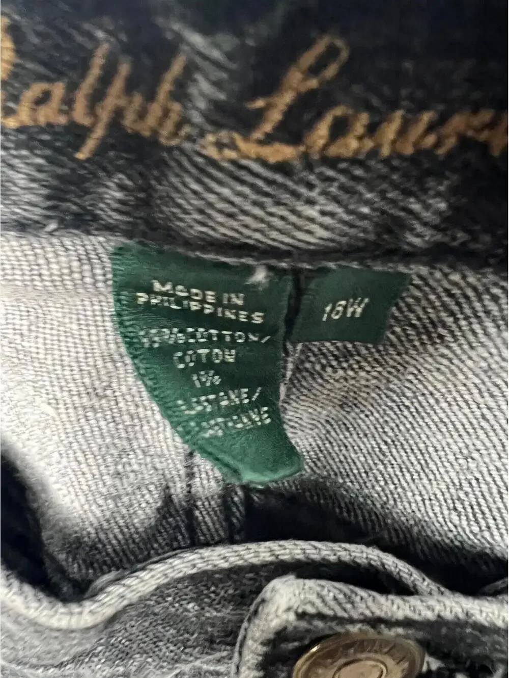 Lauren Ralph Lauren Denim Straight Leg Jeans Womens Plus 18W Black Classic